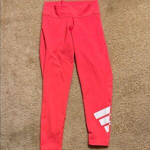 Adidas Vibrant Red Leggings with White Logo